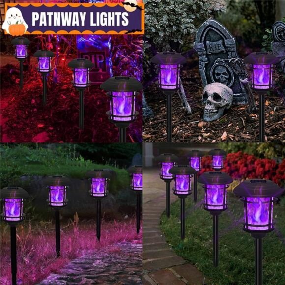 6 Pack Solar Flame Torch Lights Outdoor, Dual Use Flickering Purple - Picture 6 of 7